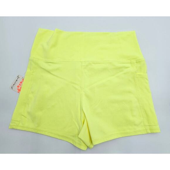 FP Movement Women's L Never Better Sour Citrus Neon Yellow Run Shorts NWT - Picture 3 of 7